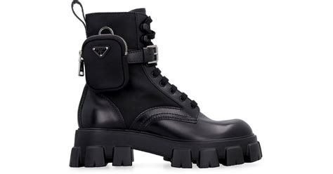 chocolate combat boot prada|prada combat boots with pouches.